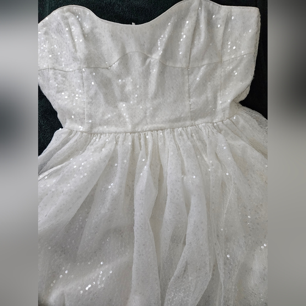 NWT Selkie Strapless White Sequin Dress (Frosted Degas Dress) - Picture 5 of 13